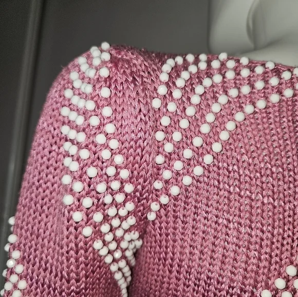 Womens Vintage 80s Basilio M. Faux Pearl Sweater - Picture 4 of 16